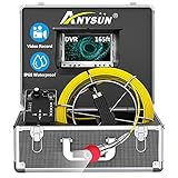 Sewer Camera,Anysun 50m/164ft Drain Pipe Inspection Cameras-Snake Cam Video Inspection Camera With 7 Inches LCD Monitor(Include 8GB SD Card)