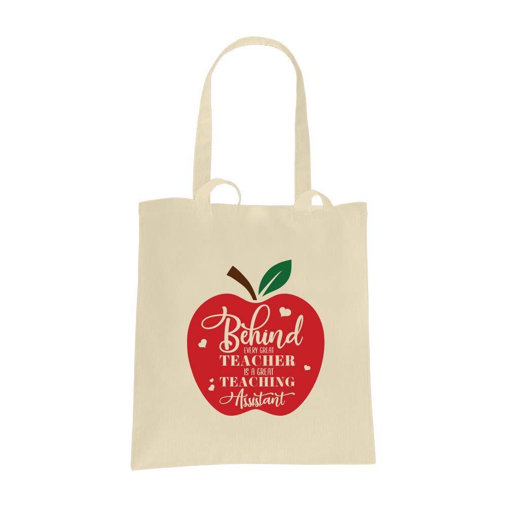 Smartypants Natural Behind Every Teacher Is A Great Teaching Assistant Tote Bags - Leaving Gift (Natural)