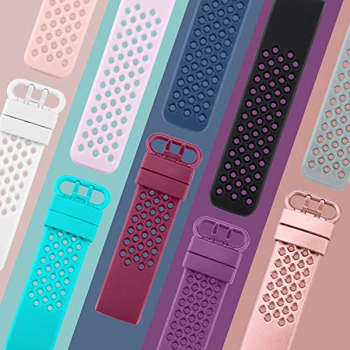 Mugust Compatible With Fitbit Charge 4 Bands/Charge 3 Bands For Women Men, Breathable Sport Silicone Soft Waterproof Replacement Wristbands Strap For Fitbit Charge 4/Charge 3 Fitness Activity Tracker-3 Pack (Black/Navy Blue/Plum, Small) #TOP2