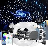 Diadcely Upgraded Starlight Headliner Kit, Meteor & Music Effect 16 Million Colors, 22W RGBW 1300pcs 0.2in x 4.92ft, Split 4+10 Holes Fiber Optic Light Kits for Car Home Ceiling, APP & Remote