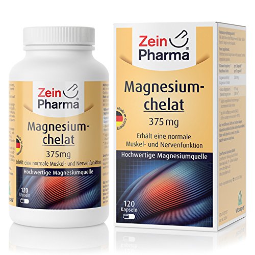 Magnesio Chelato 112mg di ZeinPharma • 120 capsule (fornitura per 5 settimane) • Senza glutine, vegano, kosher e halal • Fatto in Germania