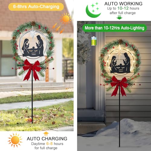 Hokfirm H009 Solar Powered Nativity Scene,Hokfirm Christmas Yard Stakes Outdoor Christmas Decorations Garden Decor thumb #3