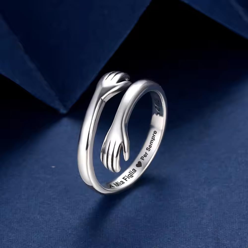 Anello da Donna Argento Sterling 925 Anello Ispirazionale e di Incoraggiamento per Mamma Figlia Sorelle Donne Ragazze Dimensione Pollice Regolabile Anelli di Apertura