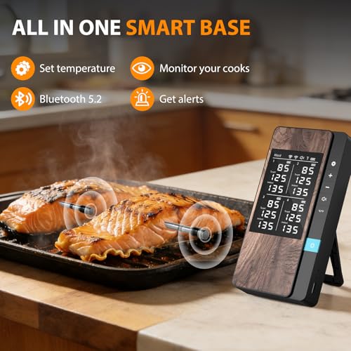 Image of AI Smart Wireless Meat Thermometer, 10X Enhanced Signal and Stability, with 2 Probes High-Accuracy Sensors, Standalone Display Base, Instant Read LCD & App Control for Kitchen,BBQ,Oven,Grill