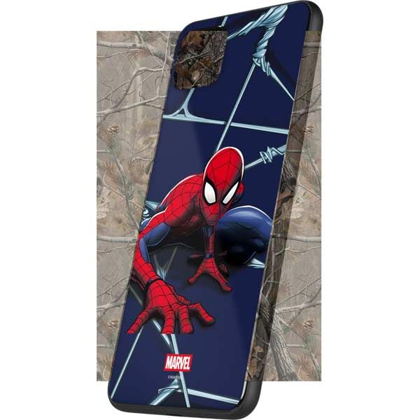 Skinit Decal Phone Skin Compatible with Google Pixel 4 XL - Officially Licensed Marvel Spiderman Crawling Spiderman Design