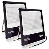 AFSEMOS 150W LED Flood Light,10500lm Outdoor Flood Lights 2pack Super Bright 6000K Daylight White...