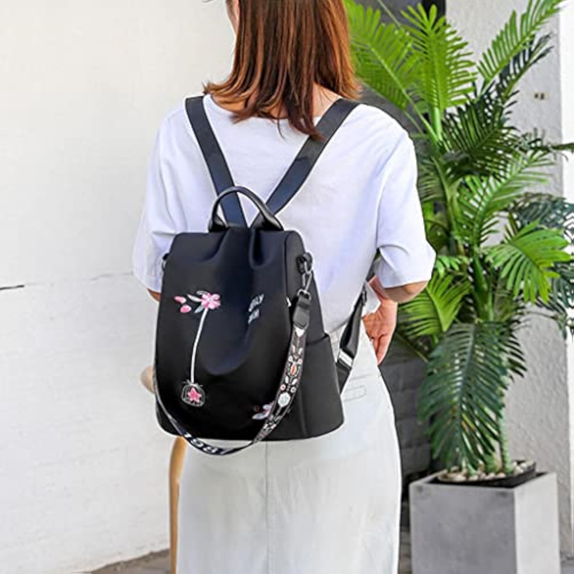 Casual Black Backpack Shoulder Bag for Travel