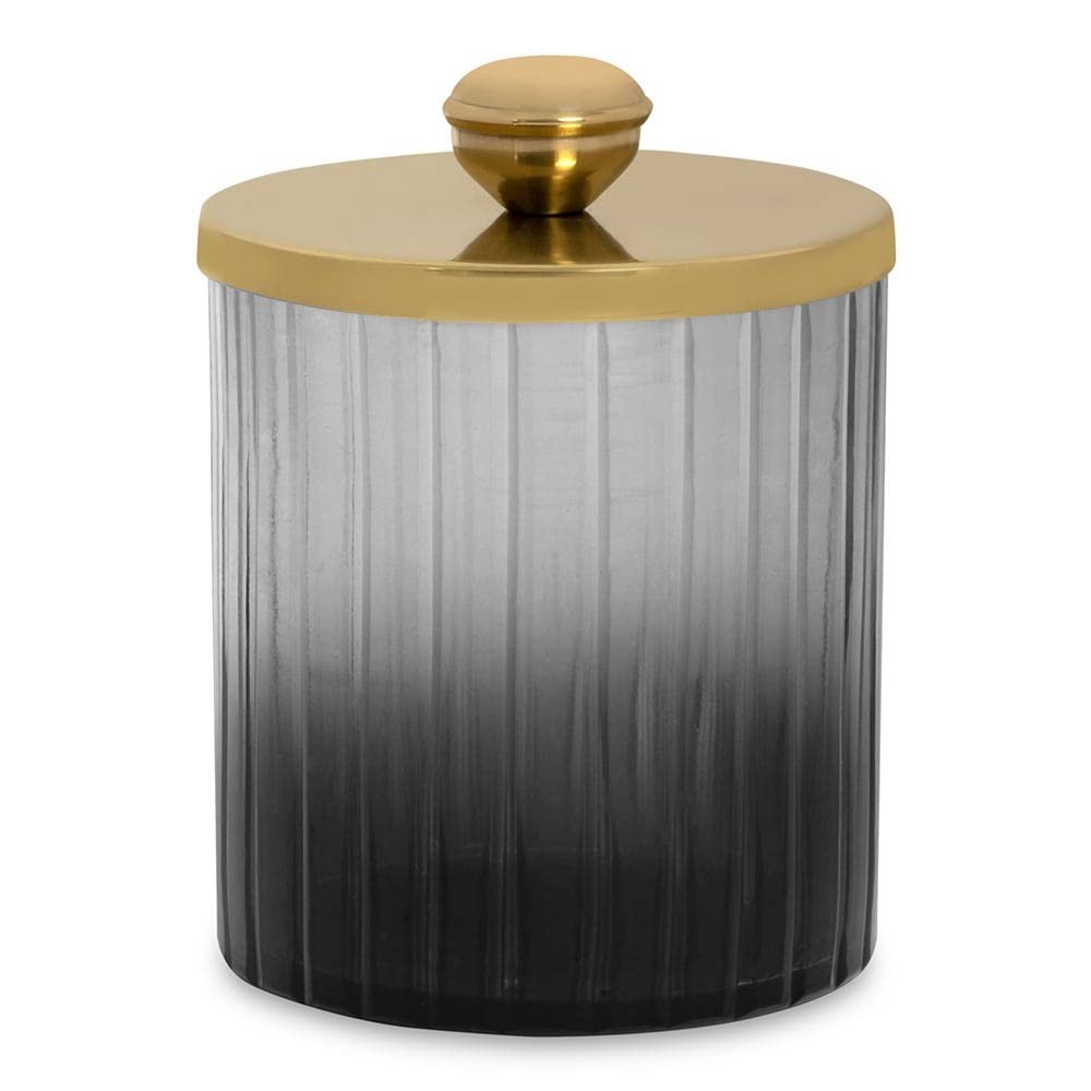 Homes r us Jenn Cotton Jar, Black & Gold - 10X12.5 Cm-5110800303340