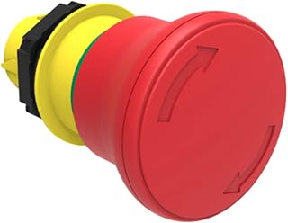 LPCB6644, Mushroom Head pushbutton Actuator Ø22mm Platinum Series Chromed Plastic, Latch, Turn to Release, Ø40mm. for Emergency Stopping. ISO 13850. Red