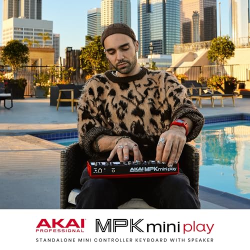 AKAI MPK Mini Play MK3: 25-Key Gen-2 Dynamic Keyboard Controller with 8 MPC Drum Pads, 4 Assignable Knobs, Joystick, 100+ Internal Sounds, OLED Display, USB Connectivity, Integrated Speaker - Image 10 thumbnail