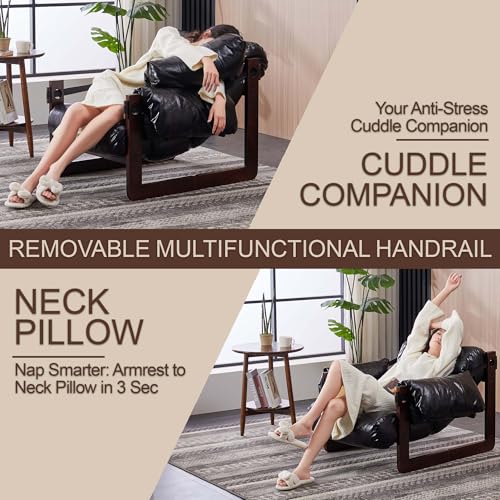 Sillón Chaise Cuero Negro Plegable miniatura 4