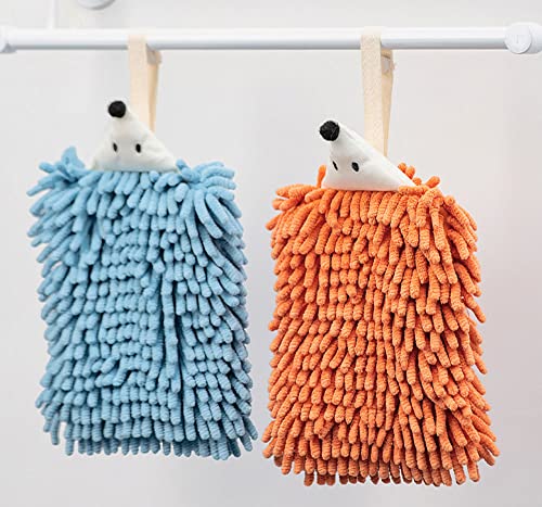 Gtonee 7Pcs Soft Chenille Hanging Hand Towels ,Quick Dry Hand Bath Towel, Cute Hedgehog Hand Towel, Bathroom Hand Towels With Hanging Loop, Absorbent Kitchen Hand Towels, Dustproof No Dandruff #TOP1