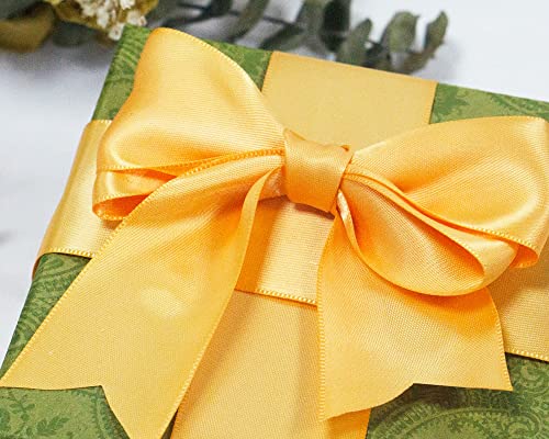 Image of Double Face Light Orange Satin Ribbon 1-1 /2 inch X 50 Yards Polyester Light Orange Ribbon for Gift Wrapping Very Suitable for Weddings Party Hair Bow Invitation Decorations and More