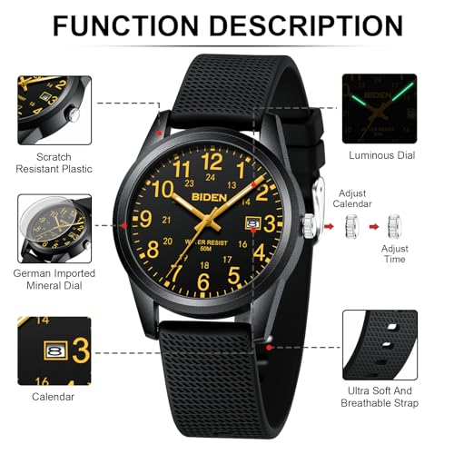 Image of LN LENQIN Mens Watches Analog Quartz Sports Unisex 30M Waterproof Nurse Watch for Men Women Medical Professionals Military Time with Second Hand Glowing Easy to Read Dial