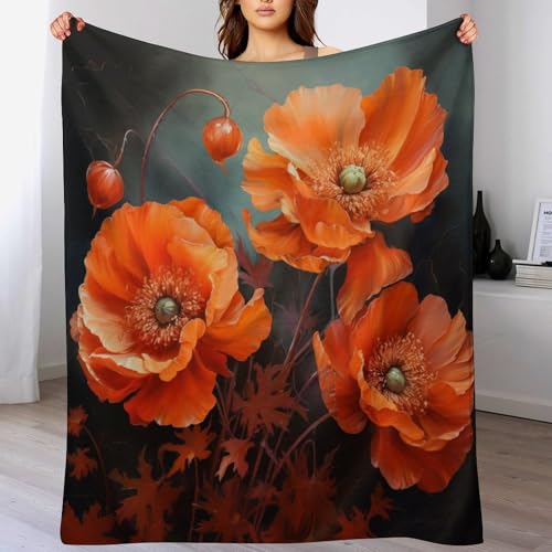 Manta suave para sofa y cama con estampado de flores decorativa 2