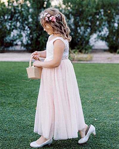 Image of Topmaker Flower Girl Dress for Toddler Baby Girls,Lace Tulle Dress for Wedding,Birthday Party,Photoshoot,Special Occasion