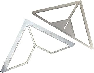 2PC Stainless Steel Tile Triangle Ruler Set (22x22cm & 30x30cm), Floor Drain Positioning Tool for Shower Installation Tile Cutting