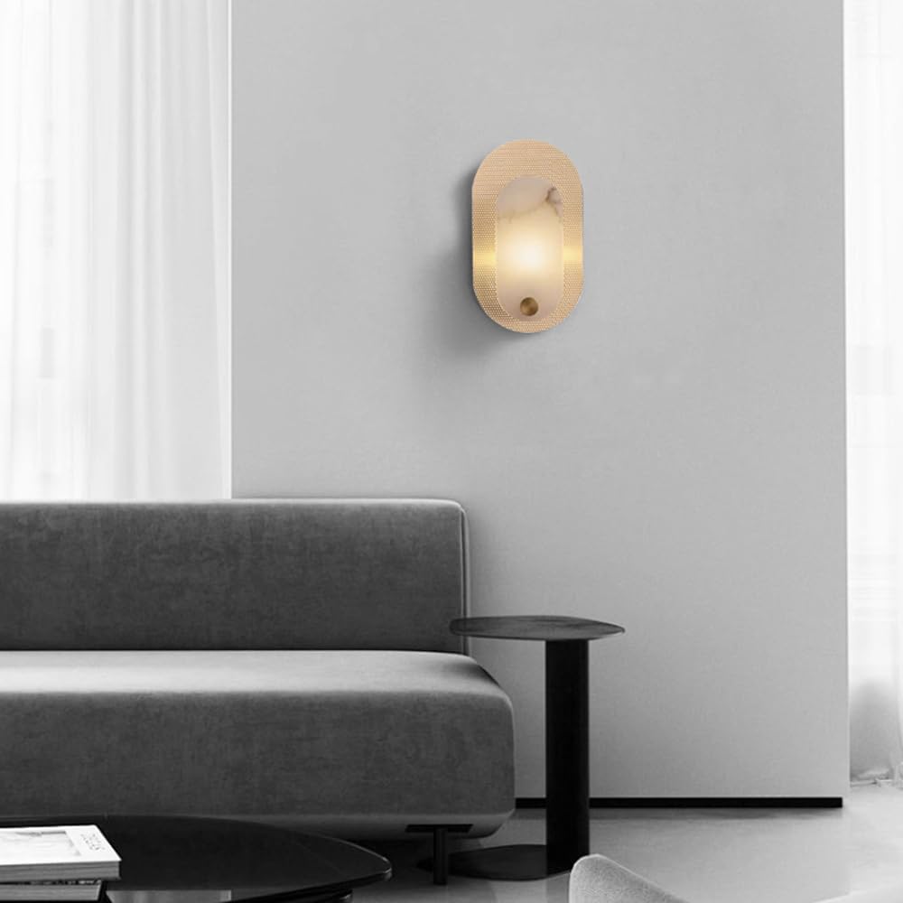 Lampada da parete in marmo e rame con personalità creativa, lampada in stile industriale nordico, applique sorgente luminosa G9, for camera letto, soggiorno, balcone