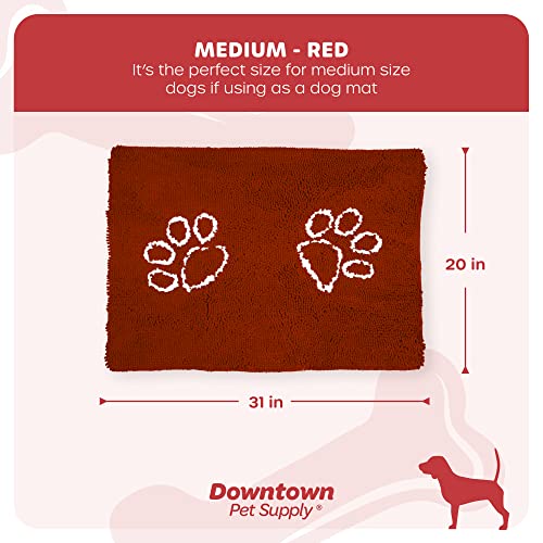 My Doggy Place - Microfiber Dog Door Mat - Dirt And Water Absorbent Mat - Washer & Dryer Safe Non-Slip Mat - Red With Paw Print - M - 31 X 20 In #TOP5