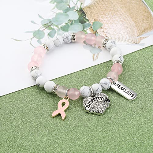 UJIMS Breast Cancer Survivor Gifts for Women Ribbon Charm Bracelet Breast Cancer Warrior Jewelry Fighter Gift2