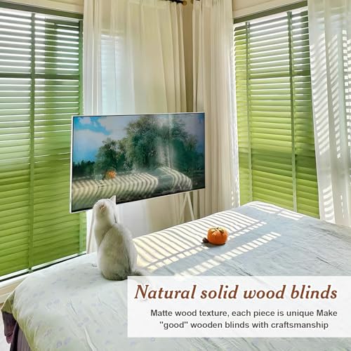 2" Slats Wood Blinds for Indoor Windows, Custom Wood Window Blinds, Wooden Venetian Horizontal Blinds & Shades for Indoor Windows, Office, Living Room, Bedroom