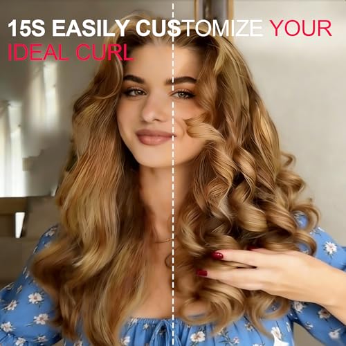 Image of Auto Rotating Hair Curler - 4 Temperature and Timer Settings, Automatic Curling Iron with Automatic Shut-Off, Anti-Tangle and Scalding, Curling Wand for Long Lasting Curls (Purple)