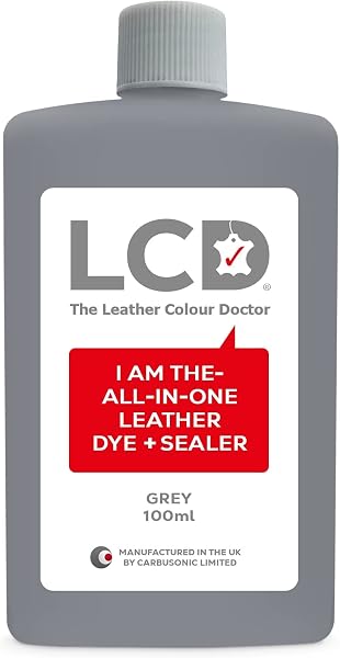 LCD All-in-One Leather dye & Sealer - Repair & Restore Paint, Permanent Colour for Sofas, Shoes, Handbags, Clothing, self Sealing 100ml by The Leather Colour Doctor (Grey) - 1