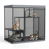 LitaiL Catio Cat Outdoor Enclosure, 50'H Large Cat Cage with 3 Tier Perches