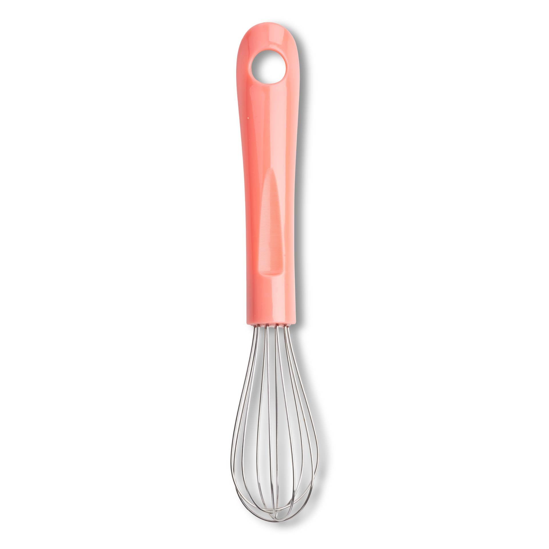 Fackelmann Schneebesen aus Edelstahl, 20 cm, ergonomischer Griff in Zartrosa, optimal für Teige, Eier & Sahne, spülmaschinengeeignet, Rosa