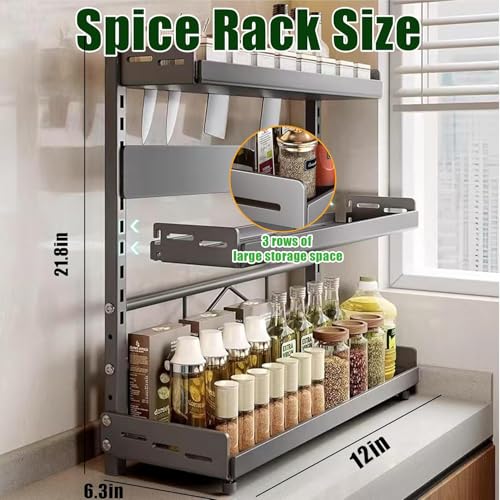 Image of ESPERO Kitchen Organizer Rack for Countertop | Heavy Duty Metal Spice Rack Storage | Kitchen Masala Stand for Storage of Oil Bottles, Jars, Containers & Utensils | Space Saving Rack for Home (3)