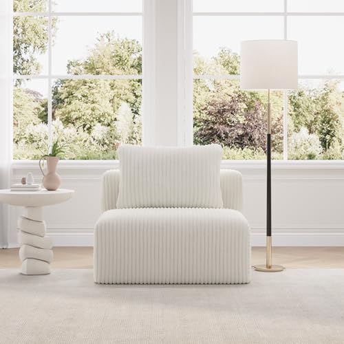 Image of Novilla Modular Sectional Sofa, Modern Cloud Sectional Couch with Smarts Coil Support, Upholstered Boneless Couch for Living Room Apartments Bedroom, No Assembly Required, Beige (Armless Chair)