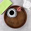 Rustic Wooden Serving Tray - Round Wood Decorative Tray Vintage Centerpiece Candle Holder Trays Farmhouse Ottoman Tray for Kitchen Countertop Home Decor for Coffee Table - 12 Inches (Walnut Design)