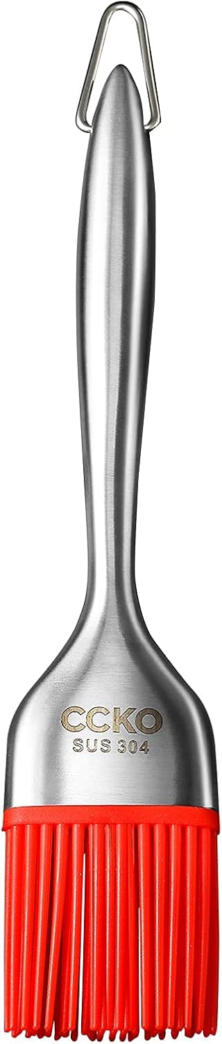 CCKO Silicone Basting Brush BBQ Heat Resistant Stainless Steel Basting Brushes Kitchen for Cooking Baking Pastry & Barbecue Grilling,Frying,Grill Basting Brushes Long,Dishwasher Safe (Red) : Patio, Lawn & Garden