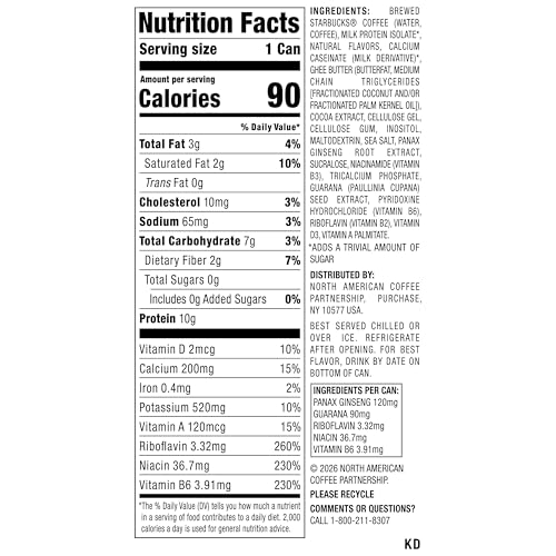 Image of Starbucks Doubleshot Zero Sugar Coffee Energy Drink, Dark Chocolate, 15 fl oz Cans, (12 Pack), Zero Sugar, B Vitamins, Ginseng, Guarana, Iced Coffee Drink