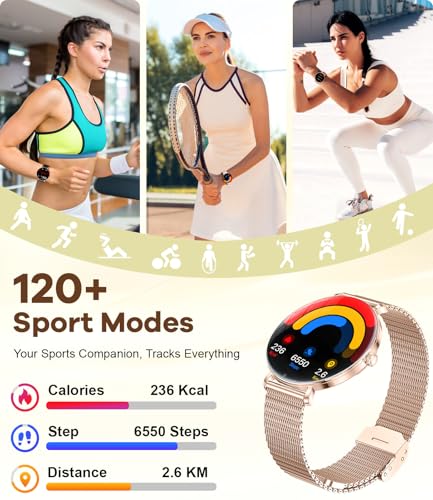 LIGE Smart Watch for Women Answer/Make Calls,1.43" AMOLED Ultra-Thin Round Fitness Tracker with 100+ Sports Modes, IP68 Waterproof 2 Straps Ladies Smartwatch for Android iOS, Rose Gold - Image 6