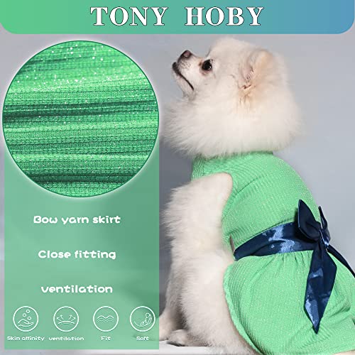 Tony Hoby Dog Dress, Outfits Dog Party Dress, Dog Princess Dress Soft And Lightweight For Small Medium Dog (2Pcs, Royal Blue+Grass Green, S) #TOP2