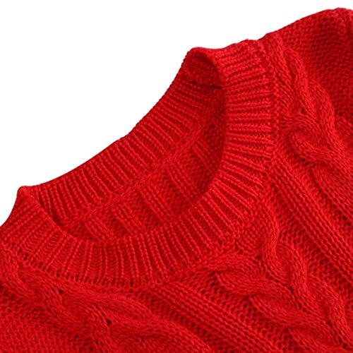 Sweater For Baby Little Girls' Fall Sweater Outfits Long Sleeve Dress Kids Children Girls' Casual Dresses Knit Cotton Size For 2 3-4 Years Ruffle (Red 100) #TOP2