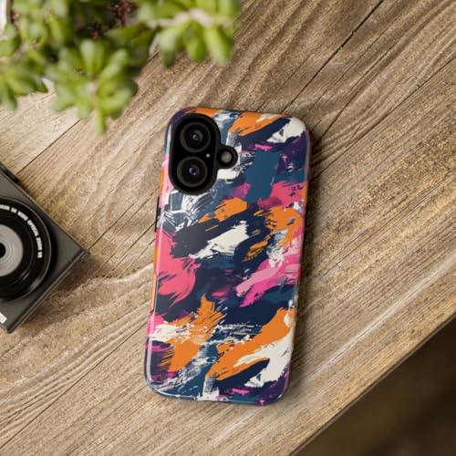 Coque rigide iPhone 16 orange abstrait pour style urbain chic - 4