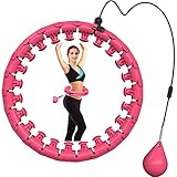 APzek Weighted Smart Hula Exercise Hoop for Adults and Kids, 2 in 1 Abdomen Fitness Massage No Falling Hula Fitness Hoops, Adjustable 24 Detachable Knots Weight Spinning Ball (Pink)