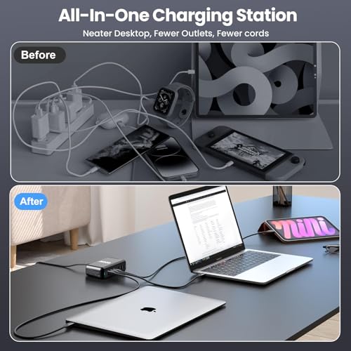 USB C Charger Block 600W 8 Port GaN Fast Charging Station Hub for Laptop, iPad, iPhone 17 Pro Max Fast Charger Pixel DELL MacBook Pro/Air Galaxy S25 Steam Deck USB C 140W Adapter for Android - Afbeelding 5