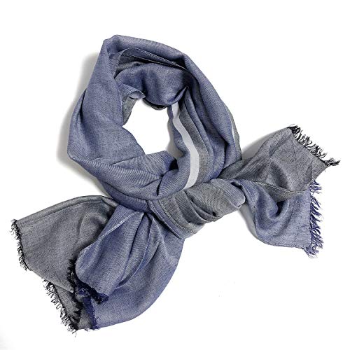 Gerinly Scarves For Mens Double Color Wrap Long Scarf Shawl (Black Navyblue) #TOP3