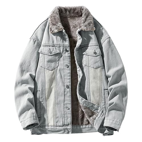 Veste en jean doublée de laine Sherpa femme chaude anti-froid col polaire