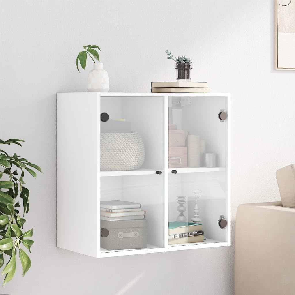 Szafka ścienna z drzwiami szklanymi 68x37x68,5 cm biała