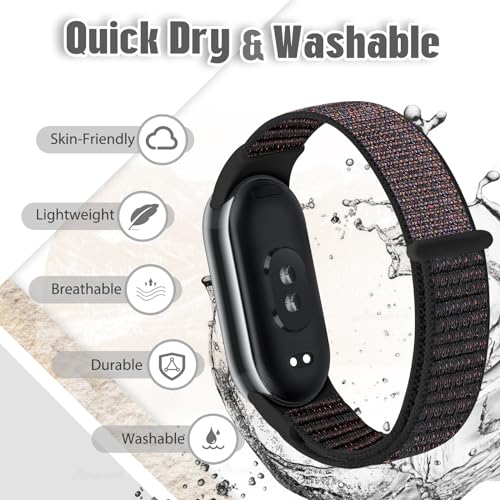 Image of Nylon Sport Band Compatible with Xiaomi Smart Band 10 /9 /8 for Women Men, Soft Adjustable Breathable Sport Loop Watch Strap Replacement Wristband for Xiaomi Mi Band 10 /9 /8, 3pcs