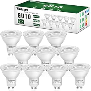 GU10 LED Light Bulbs 7W, Cool White 6000K (50W Halogen Spotlight Equivalent) 500LM 80RA 38° Beam Angle No Flickering Non-dimmable 220-240V, for Interior Lighting, Pack of 10