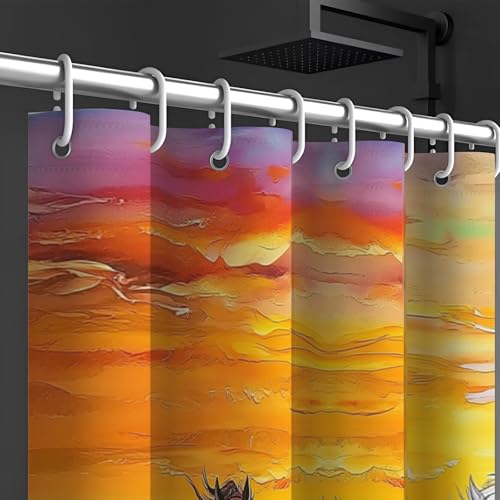 Rideau de douche cheval coucher du soleil 180x180 cm imperméable en polyester pour baignoire - 6