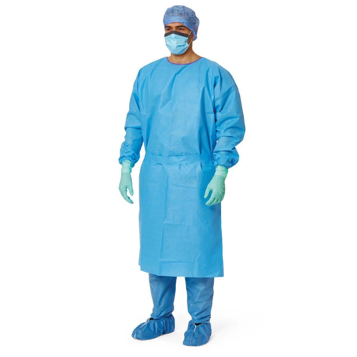 Medline AAMI Level 3 Isolation Gowns, Heavyweight Multilayer, Knit Cuffs, Blue, Size XL, Case of 50