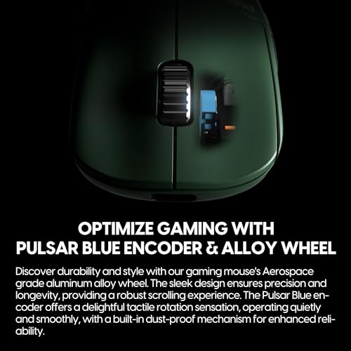 Image of Pulsar Gaming Gears - X2A eS Wireless Gaming Mouse, Founder's Edition, Ambidextrous, Optical Switch, OLED Display, Driverless, PAW3395 Sensor, 100H Battery, 4K dongle Included (Medium, Green)
