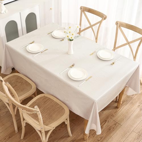 Image of Walrus Heavy Duty Vinyl Tablecloth with Flannel Backing Waterproof Oil-Proof Plastic Table Cloth Stain-Resistant Wipeable Rectangle or Square Table Cover for Indoor and Outdoor (Weaving, 60X84 Inch)