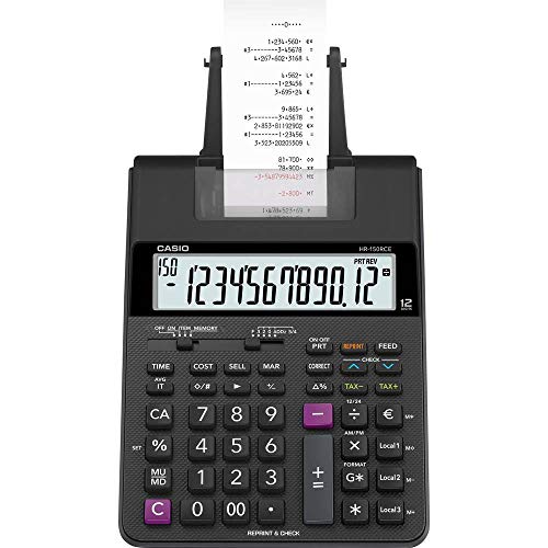 CASIO HR-150RCE druckender Rechner, 2-Farb-Druck, 12-stelliges LC-Display